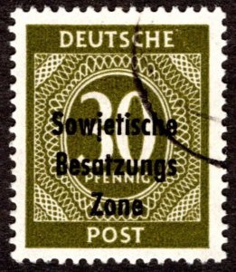 1948, Germany, 30pf, Used CTO, Sc 10N18, Mi 208b (Dark grey olive, rare)