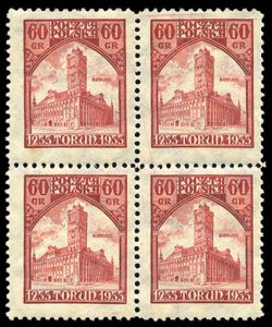 Poland #B28 Cat$120, 1933 Philatelic Exhibition at Torun, block of four, neve...