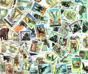 Elephants Stamp Collection - 100 Different Stamps
