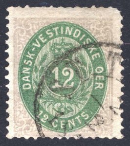 Danish West Indies - US Virgin Is 1877 12c Lilac & Green Sc 11 SG 27 FU Cat $175