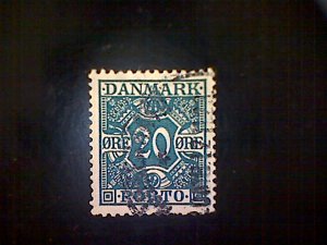 Denmark (Danmark), Scott #J17, used, 1921 postage due, 20 øre, greenish blue