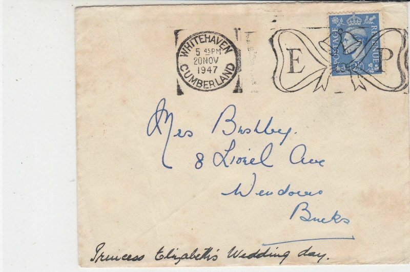 England 1947 Whitehaven Cumberland Cancel ER Slogan Stamp Cover to Bucks Rf34876