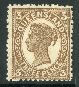 Queensland  1897 3p Deep Brown SG 241 Mint D419 ⭐⭐⭐⭐⭐⭐