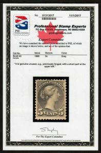 #42  5c Victoria - Nice (Mint HINGED) PSE Certified  cv$230.00