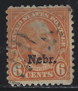 Scott # 675  Lot E178  6c Garfield  Nebr Overprint  Used