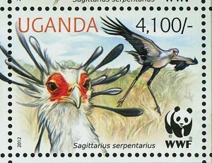 Secretary Bird Stamp WWF Sagittarius Serpentarius Sheet of 2 Sets S/S MNH #3000 