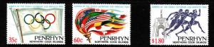 Penrhyn-Sc#292-4-unused NH set-Sports-Flags-Olympics-Los Angeles-1984-