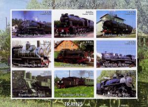 Niger 1998 Trains Locomotives Sheet (9) Imperforated Mint (NH)