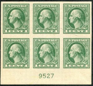 US 531 Washington / Franklin VF - XF Plate Block LH cv $110