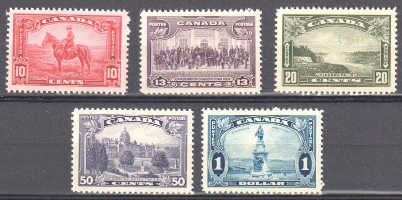 Canada #223 to 227 Mint XF NH $240.00 -- Perfect Centering -- Choice set