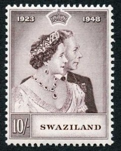 Swaziland SG47 10/- Purple-brown U/M Cat 40 pounds