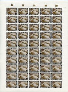 GERMANY ZEPPELINS POLAR FLIGHT FACSIMILES IN FULL SHEETS (50) MINT NH