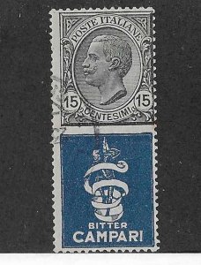 Italy Sc #96b   15c with label  used VF