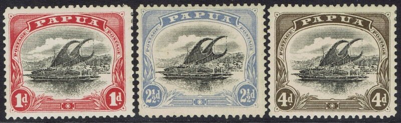 PAPUA 1907 LAKATOI SMALL PAPUA 1D 2½D 4D WMK UPRIGHT PERF 11