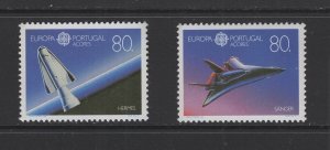 Portugal-Azores #395-96a  (1991 Europa Space and s/s single) VFMNH  CV $4.00