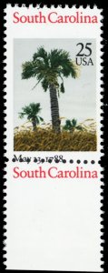 2343, Mint NH 25¢ Perf Shift Freak Error South Carolina At Top * Stuart Katz