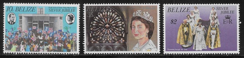 Belize 383-385 Queen Elizabeth Silver Jubilee set MNH 2022 Scott c.v. $1