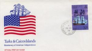 1976 Turks & Caicos USA Bicentennial(Scott 312) Official FDC