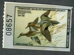 TN11 Tennessee #11 MNH State Waterfowl Duck Stamp - 1989 Green-winged Teal