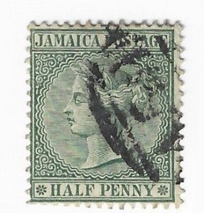 Jamaica Sc #16  1/2p green 'A59' cancel VF