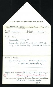GB Cover Printed Matter REPTON SCHOOL Reply Form RAMC Captain WW2 c1944 BD68