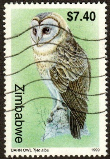 Zimbabwe 822 - Used - $7.40 Barn Owl (1999) (cv $1.00)