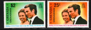 GRENADA GRENADINES 1-2 MNH ROYAL WEDDINGS SET 1973