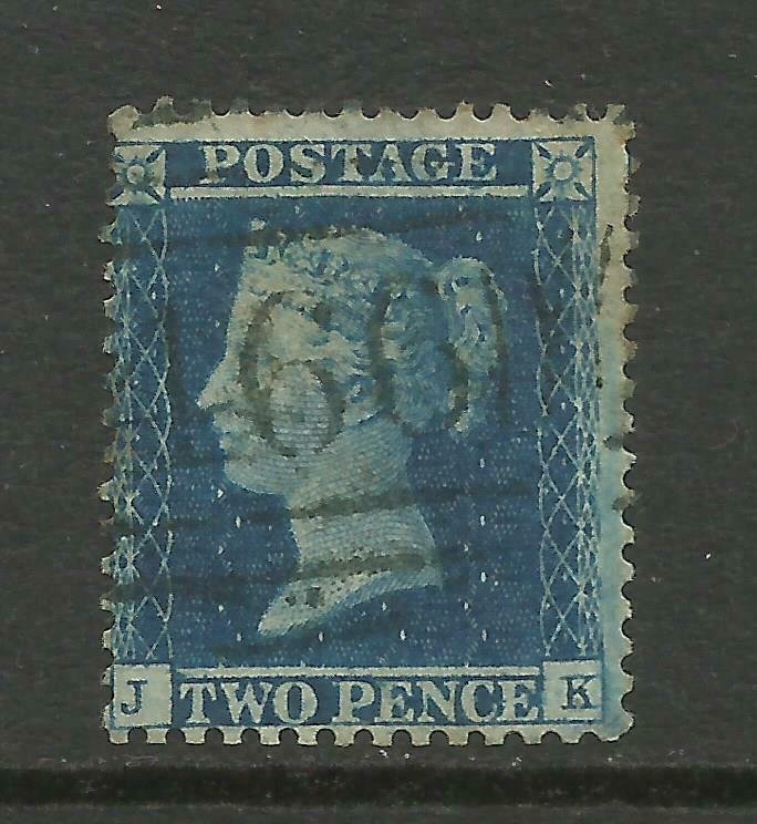 1850/7 Sg 23 Spec F2, 2d Blue (JK) Plate 4, Fine used.{1430-34}