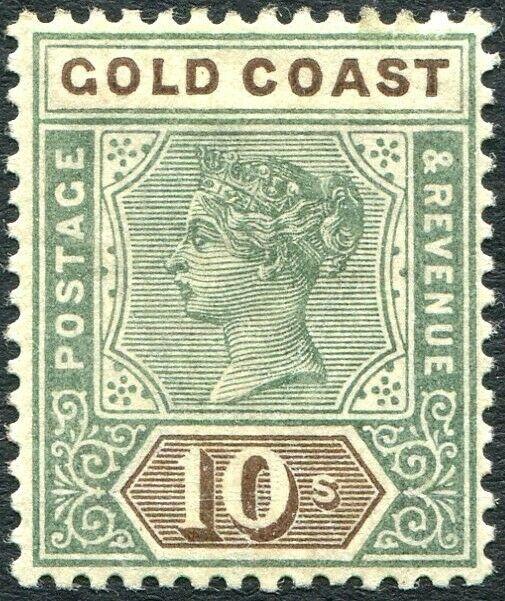 GOLD COAST-1900 10/- Green & Brown Sg 34  MOUNTED MINT V29754