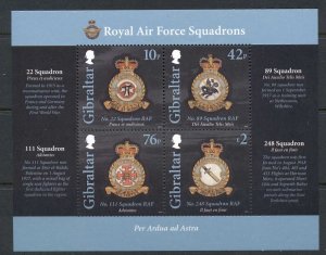 Gibraltar 2012 Royal Air Force Squadrons (1 S/S) Fresh MNH