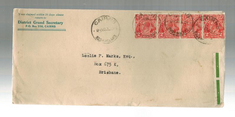 1932 Cairns Australia Airmail Cover to Brisbane