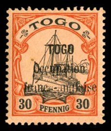 French Colonies, Togo #160 Cat$100, 1914 30pf orange and black, lightly hinge...