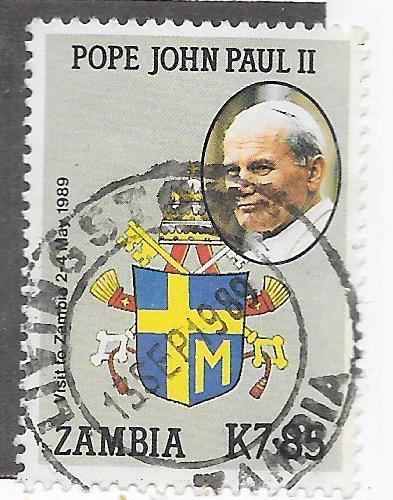 Zambia #472  7.85k Pope John PPaul II (U) CV$4.50