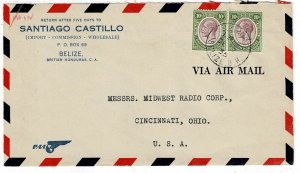 British Honduras 1935 Airport Belize cancel on airmail cover to the U.S.