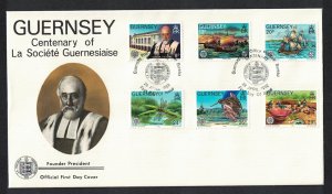 Guernsey Birds Dragonflies Ships FDC 1982 SG#253-258