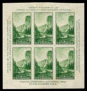  U.S. 750, 751 Mint FVF NATIONAL PARKS SHEETS/6 