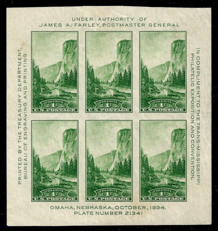  U.S. 750, 751 Mint FVF NATIONAL PARKS SHEETS/6 