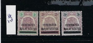 FEDERATED MALAY STATES SCOTT #1-3 1900 NEGRI SEMBILAN OVER PRINTS- MINT LH