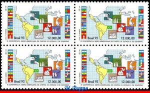 2410 BRAZIL 1993 IBERIAN-AMERICAN CONFER. CHIEFS STATE, FLAGS MI# 2525 BLOCK MNH