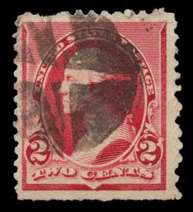 US Scott 220 1890 fancy cancel narrow negative letter A with wide crossbar 001