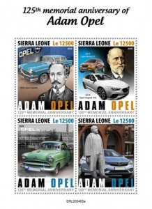 Sierra Leone - 2020 Adam Opel Automobiles - 4 Stamp Sheet - SRL200402a