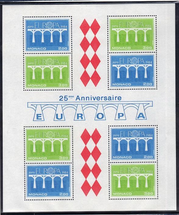 Monaco   #1424-125a  MNH  1984    Europa   sheet   bridges