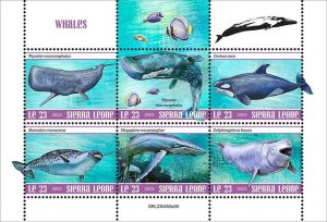 SIERRA LEONE - 2023 - Whales - Perf 6v Set - Mint Never Hinged
