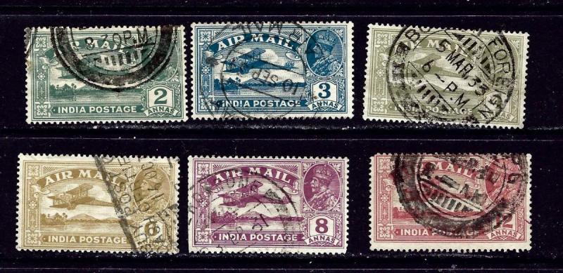 India C1-6 Used 1929 set; short perf on C6