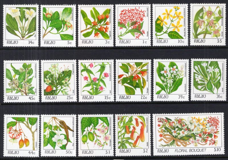 Palau 126-142 Flowers MNH VF