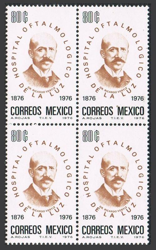 Mexico 1150 block/4,MNH.Michel 1537. Opthalmologic hospital.Dr.Ricardo Vertiz.