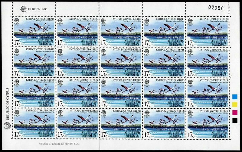 Cyprus 669-670 sheets,MNH.Michel 655-666. EUROPE CEPT-1986.Mouflon,Flamingos.