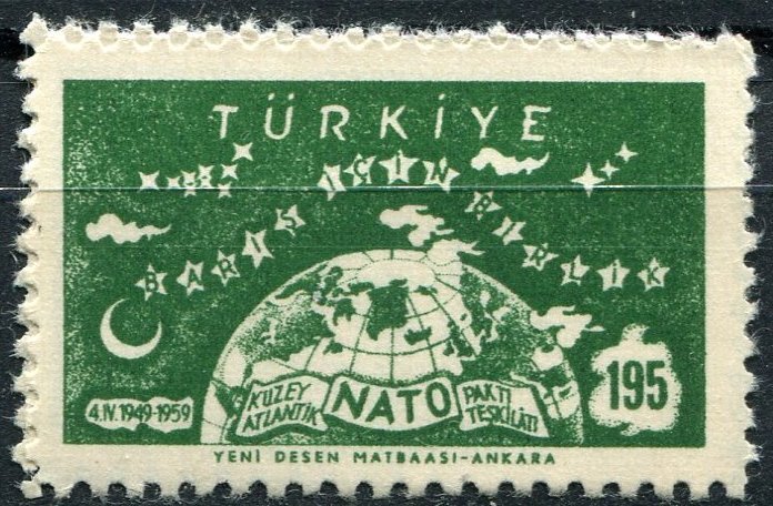 Turkey Sc#1437 MNH, 195k grn, NATO, 10th Anniversary (1959)