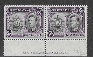 Grenada Sc #141a   5sh  perf 12 1/2  bottom imprint pair  NH VF