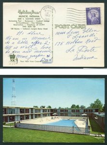 1962 Holiday Inn Motel Postcard - Muncie, Indiana to La Porte, Indiana